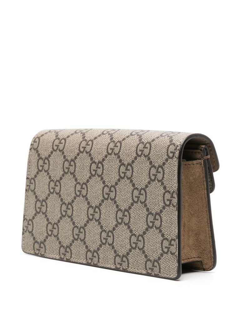 Beige Dionysus Gg Supreme Super Mini Leather Shoulder Bag