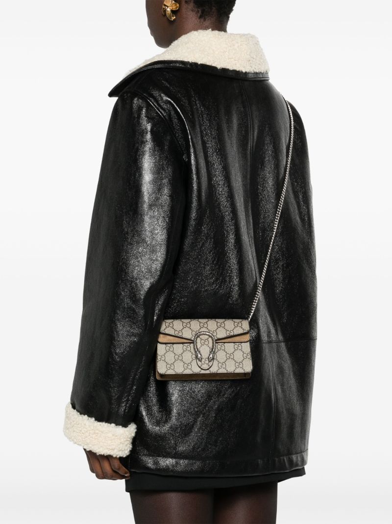 Beige Dionysus Gg Supreme Super Mini Leather Shoulder Bag