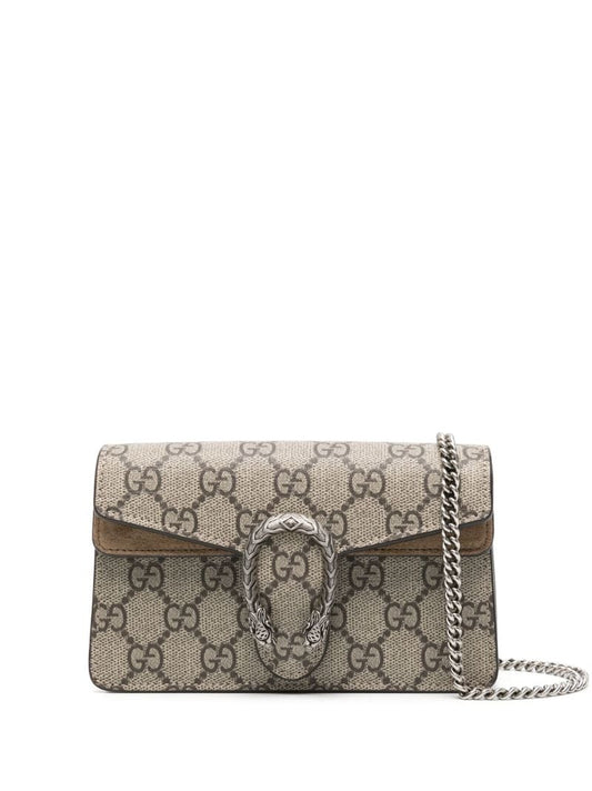 Beige Dionysus Gg Supreme Super Mini Leather Shoulder Bag