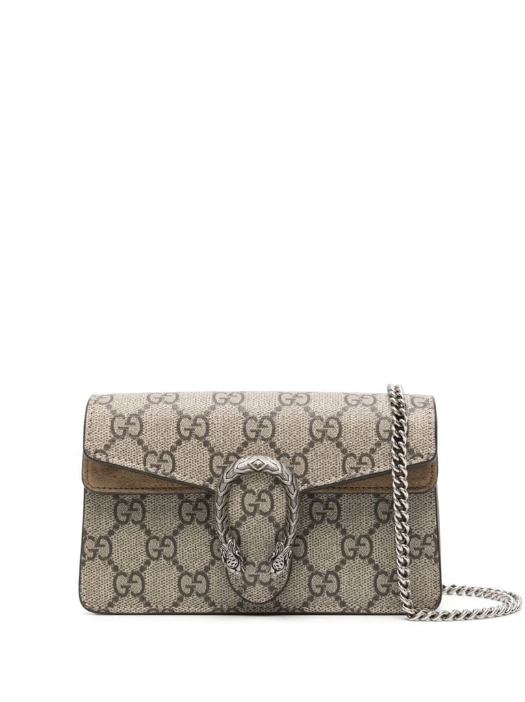 Beige Dionysus Gg Supreme Super Mini Leather Shoulder Bag