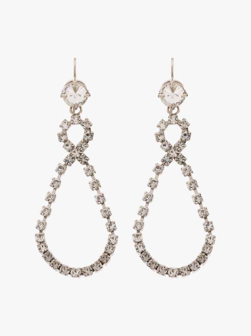 Silver Tone Crystal Pendant Earrings