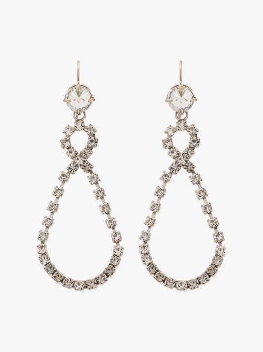 Silver Tone Crystal Pendant Earrings