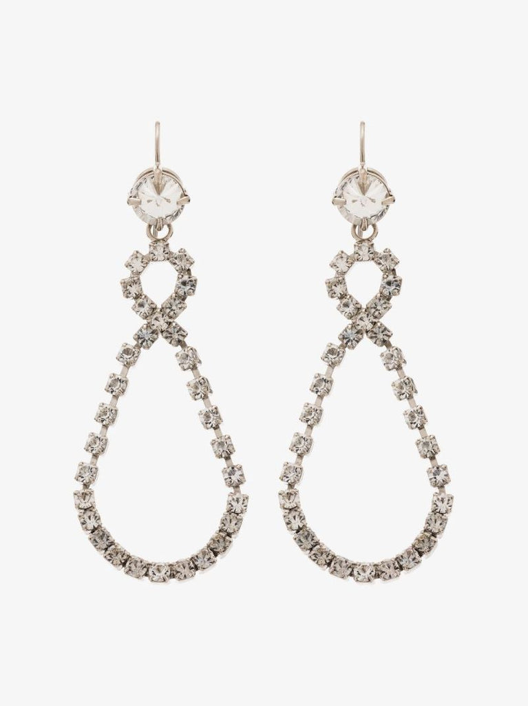 Silver Tone Crystal Pendant Earrings