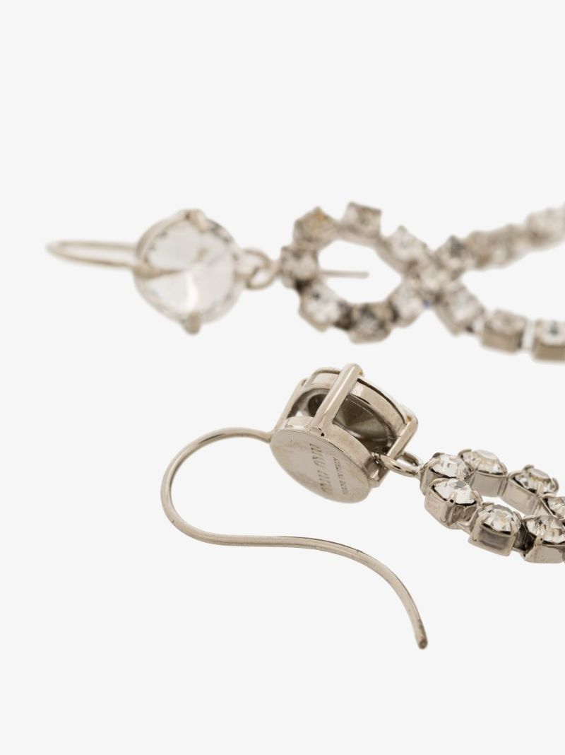 Silver Tone Crystal Pendant Earrings