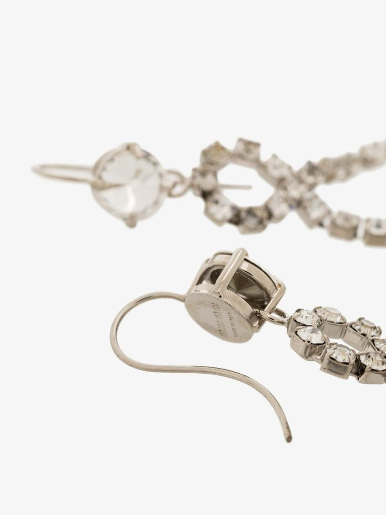 Silver Tone Crystal Pendant Earrings