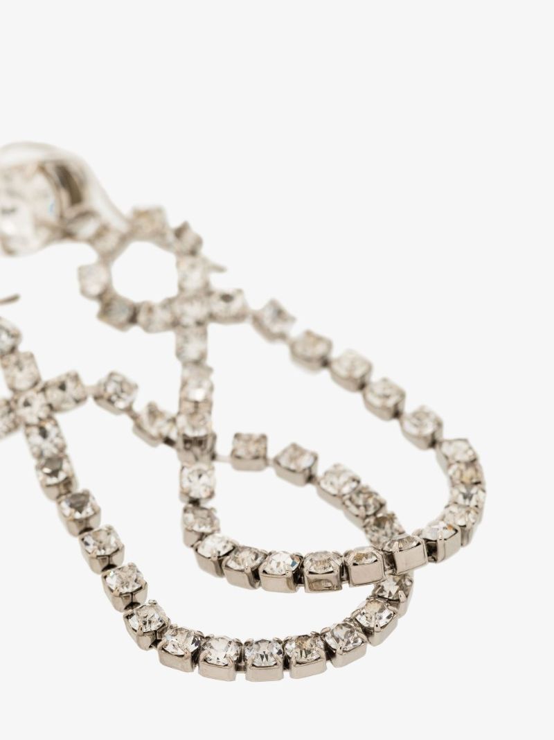 Silver Tone Crystal Pendant Earrings