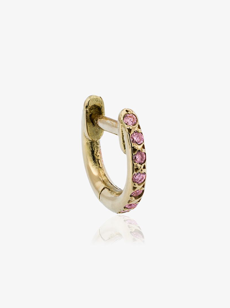 18k Rose Gold and Pink Sapphire Hug Hoop Earrings