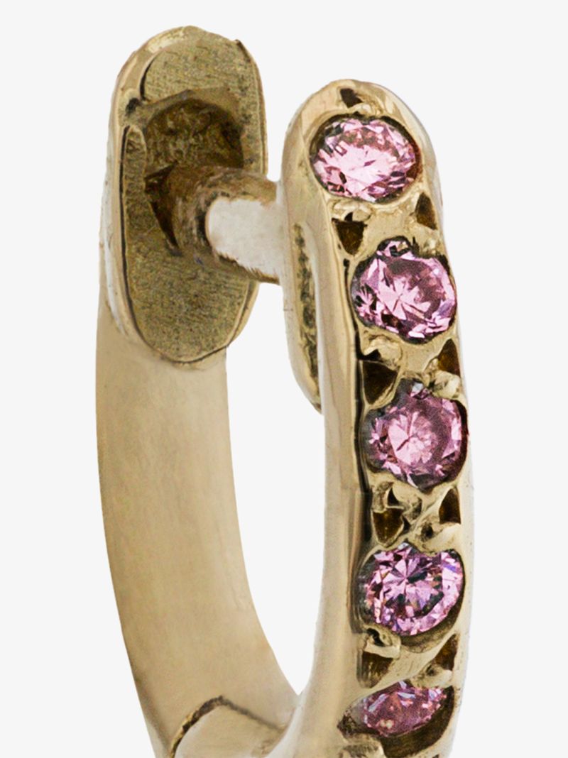 18k Rose Gold and Pink Sapphire Hug Hoop Earrings