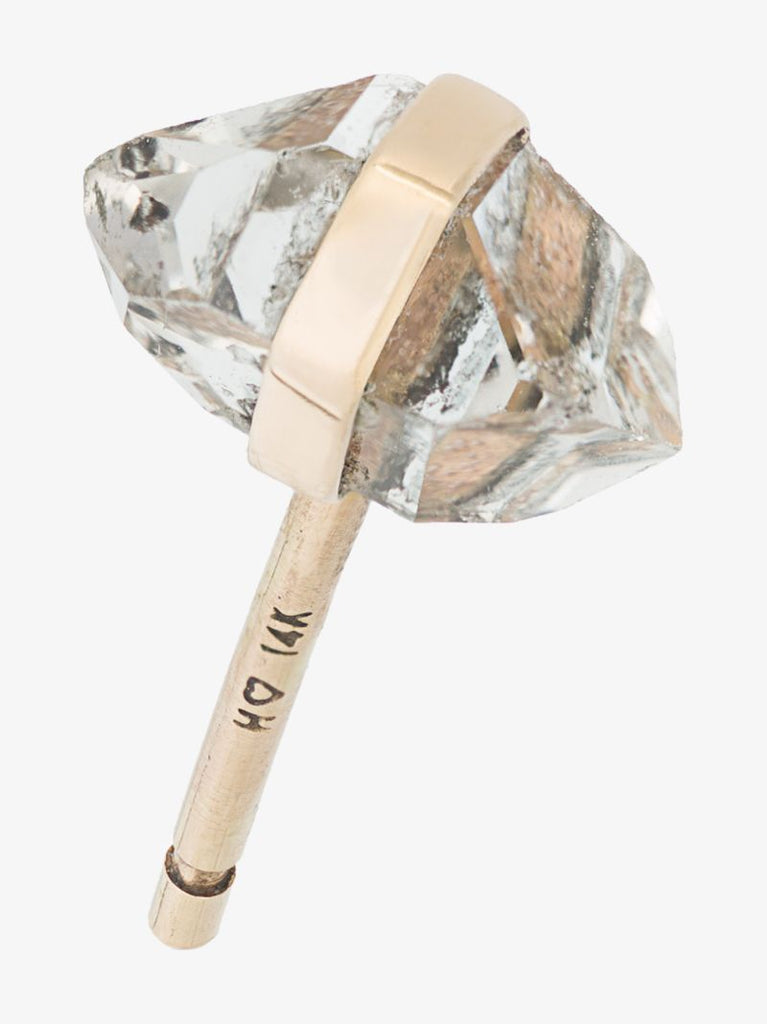 14k Yellow Gold Quartz Crystal Stud Earring