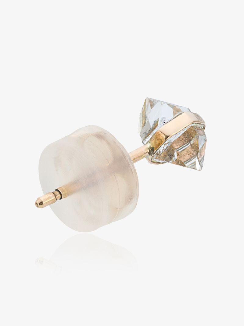 14k Yellow Gold Quartz Crystal Stud Earring