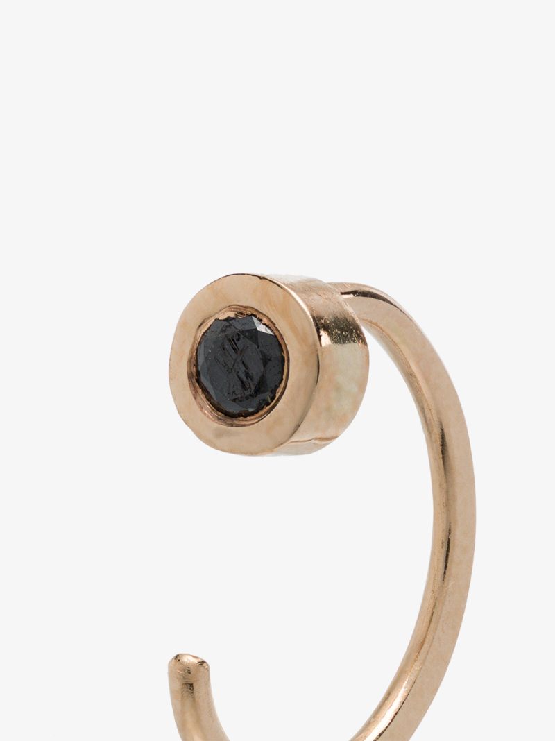 14k Yellow Gold Black Diamond Huggie Earrings