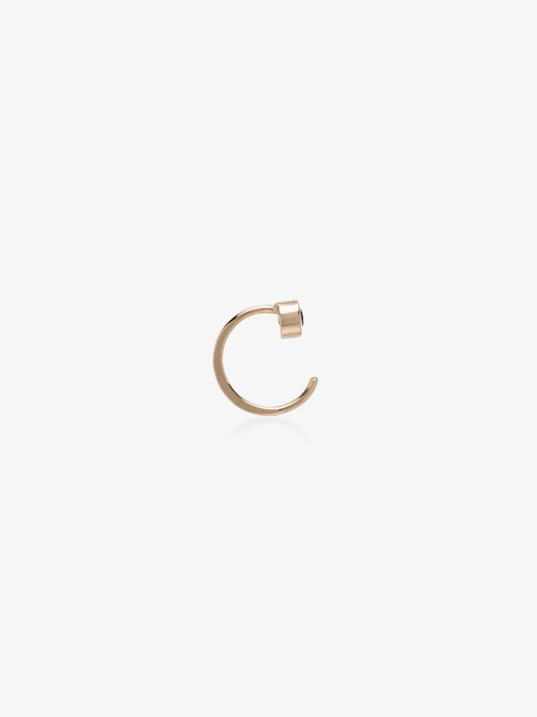 14k Yellow Gold Black Diamond Huggie Earrings