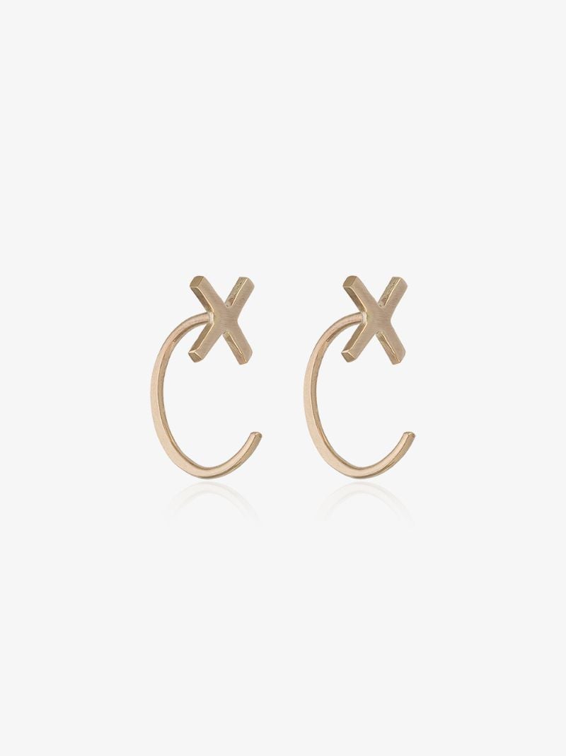 14k Yellow Gold Cross Earrings