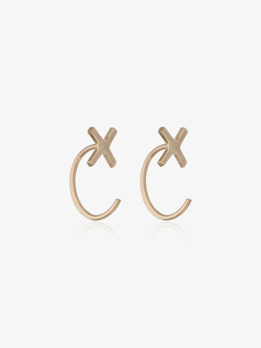 14k Yellow Gold Cross Earrings