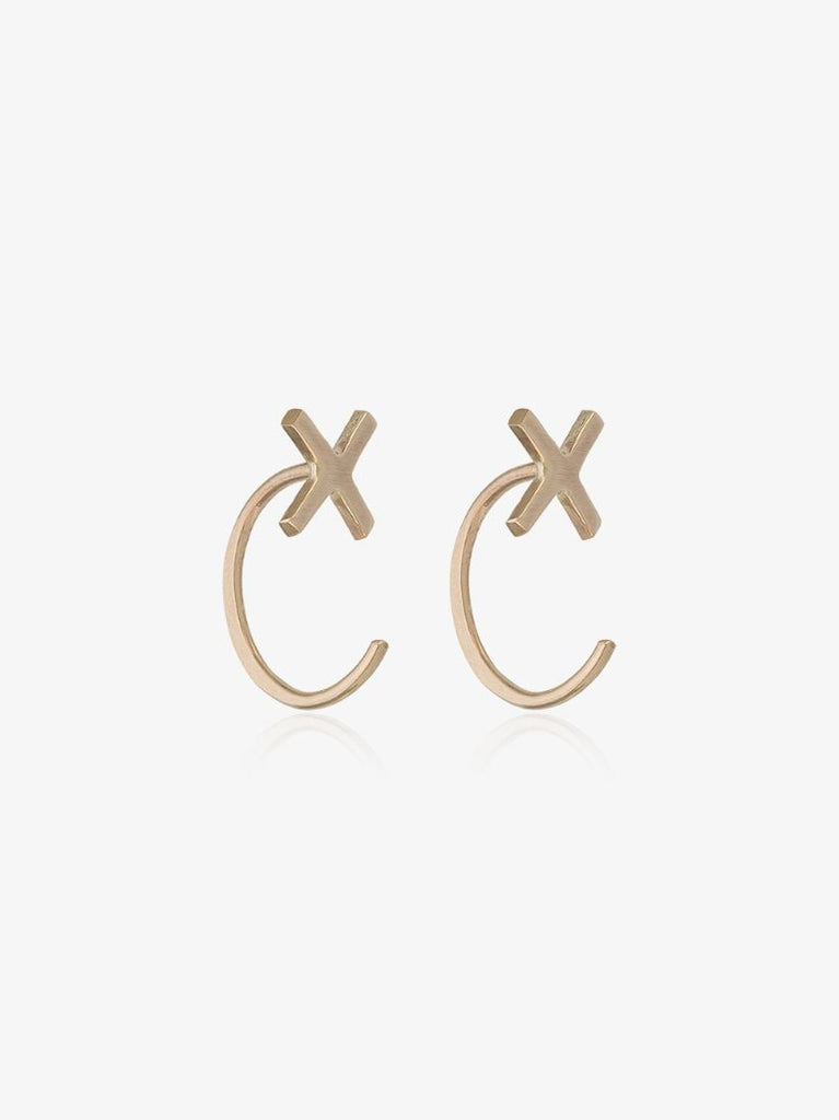 14k Yellow Gold Cross Earrings