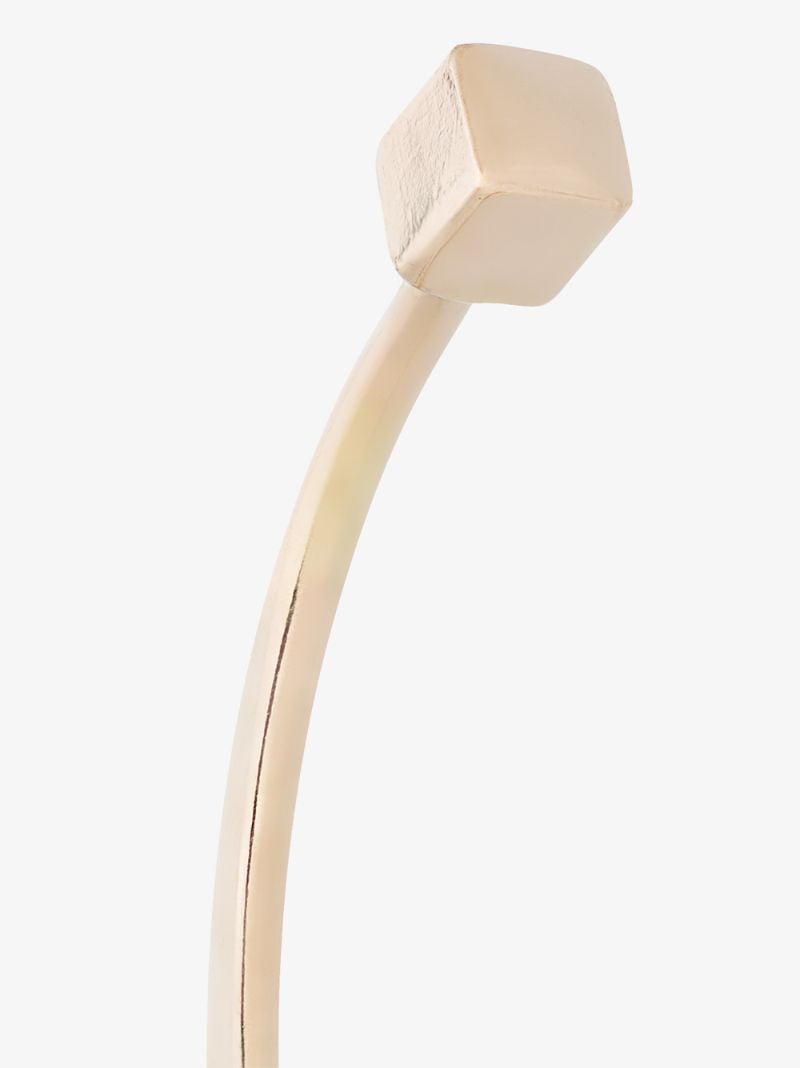 14k Yellow Gold Long Curved Cube Bar Earrings