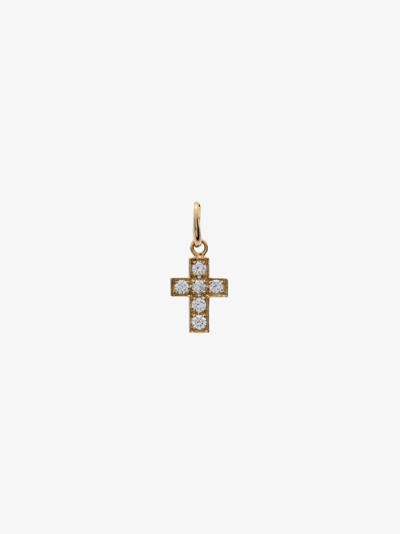 18k Yellow Gold Cross Diamond Pendant