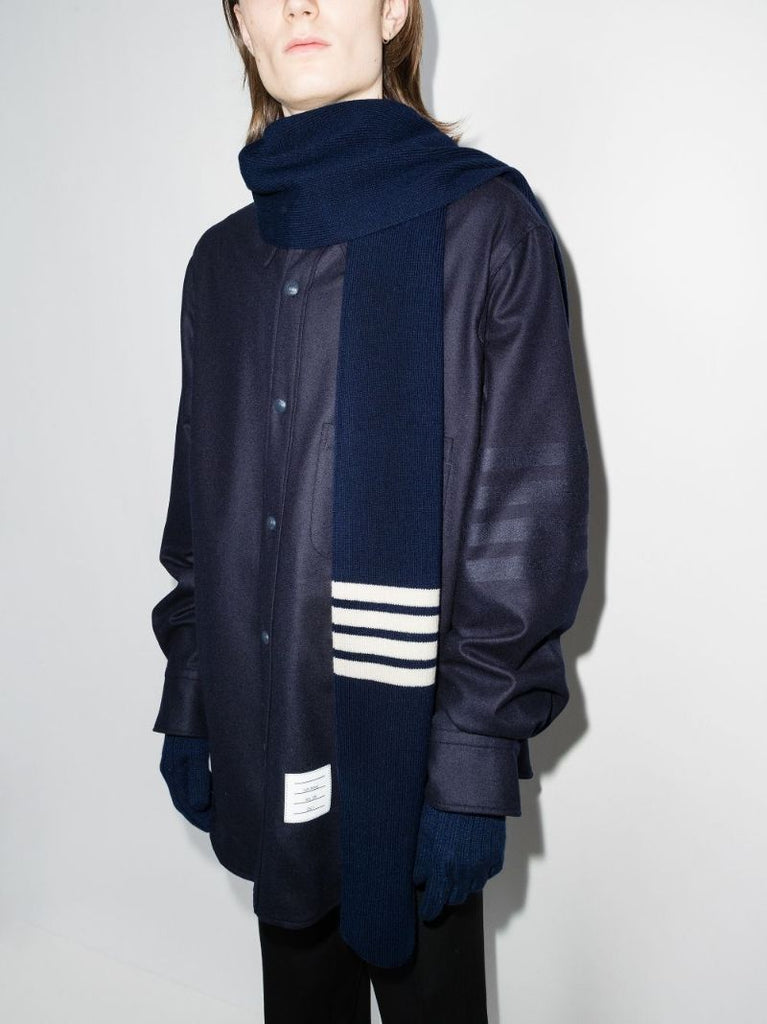 Navy 4-bar Stripe Cashmere Scarf