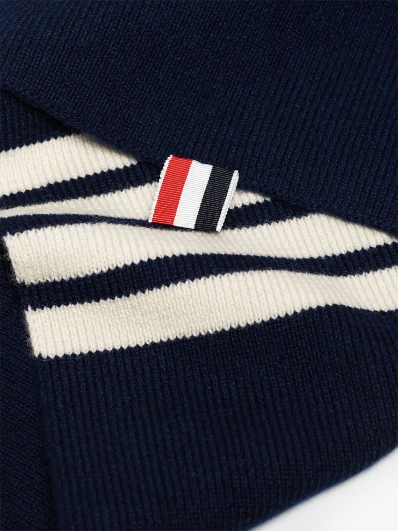 Navy 4-bar Stripe Cashmere Scarf