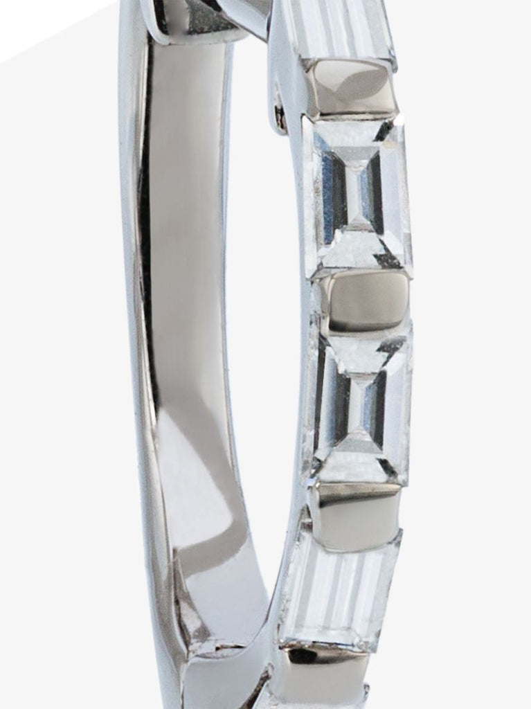 18k White Gold Diamond Baguette Mini Huggie Earrings