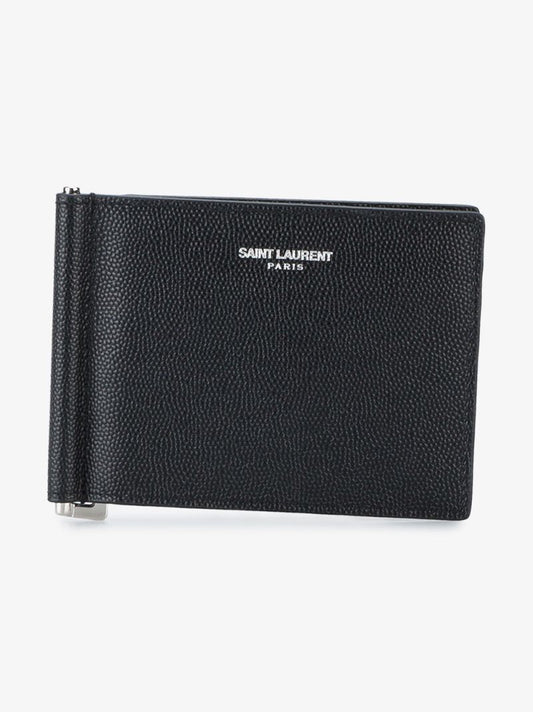 Black Leather Money Clip Wallet