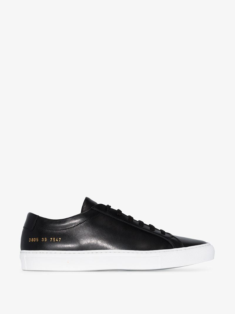 Black and White Achilles Leather Low Top Sneakers