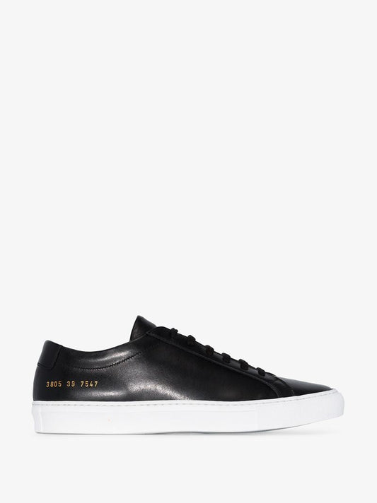 Black and White Achilles Leather Low Top Sneakers