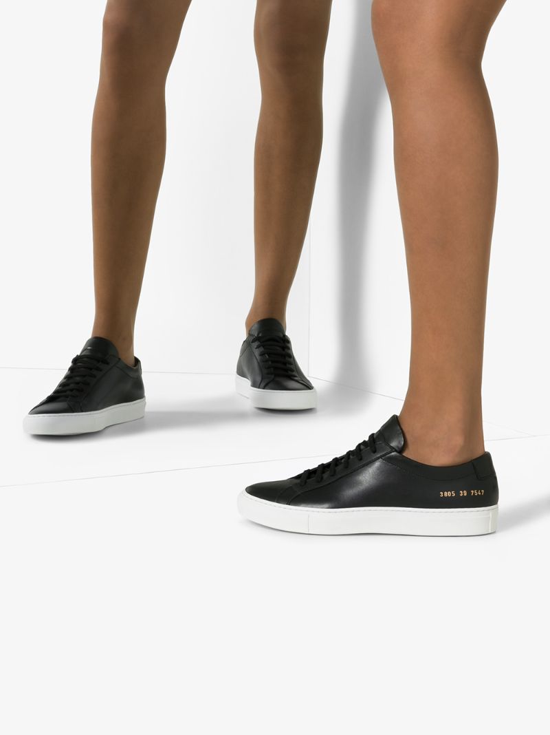 Black and White Achilles Leather Low Top Sneakers