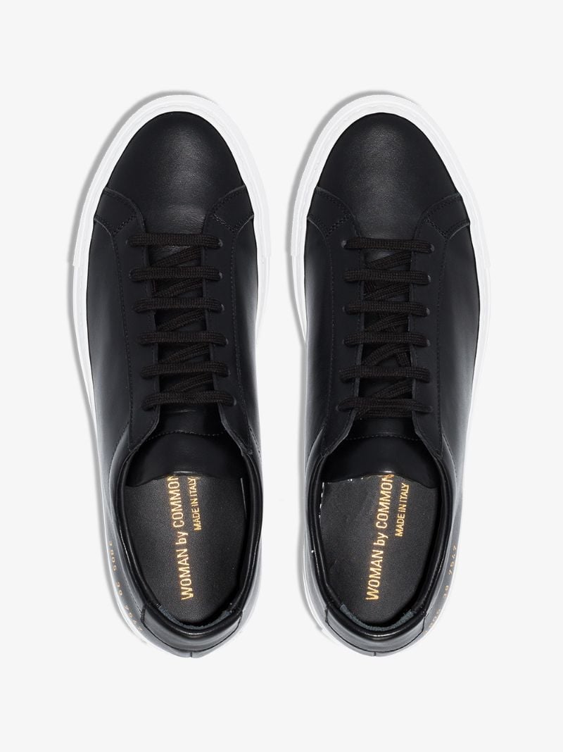 Black and White Achilles Leather Low Top Sneakers