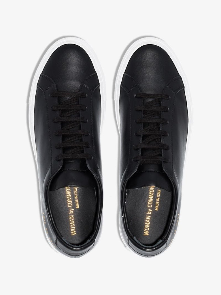 Black and White Achilles Leather Low Top Sneakers