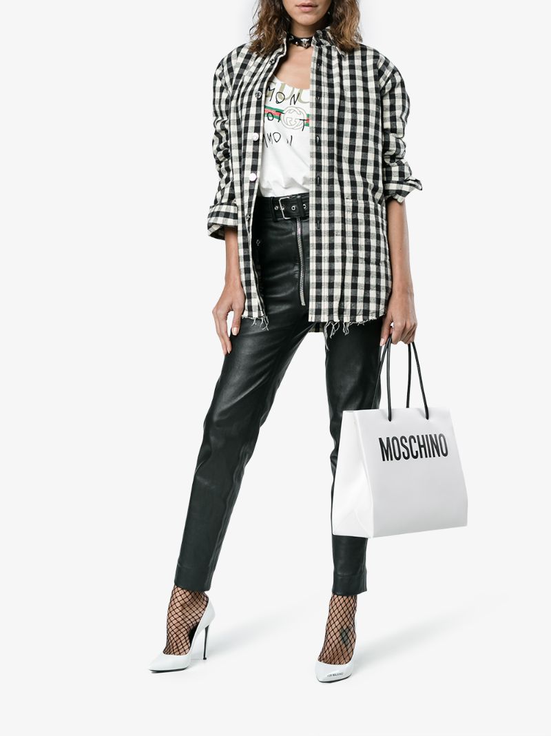 White Logo Print Tote Bag