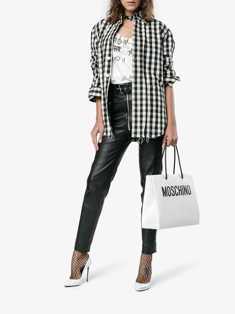White Logo Print Tote Bag