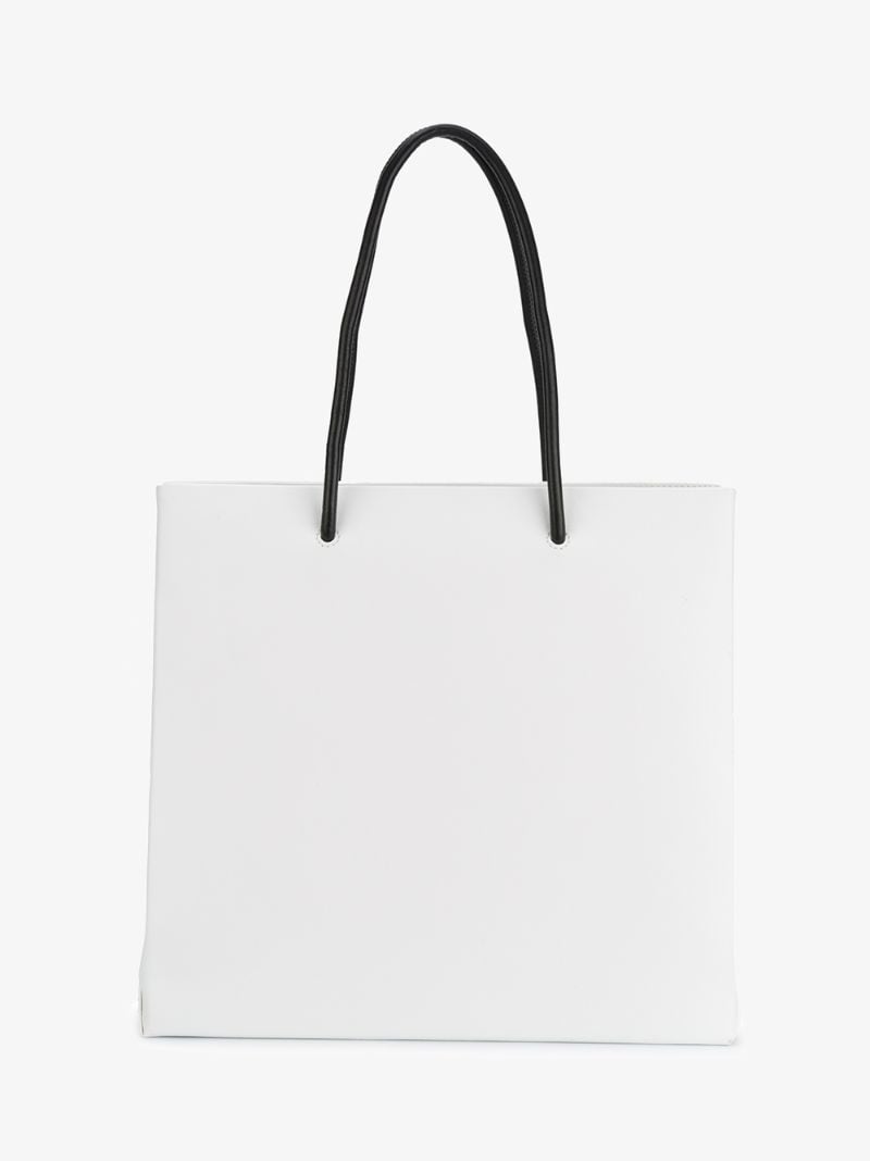 White Logo Print Tote Bag