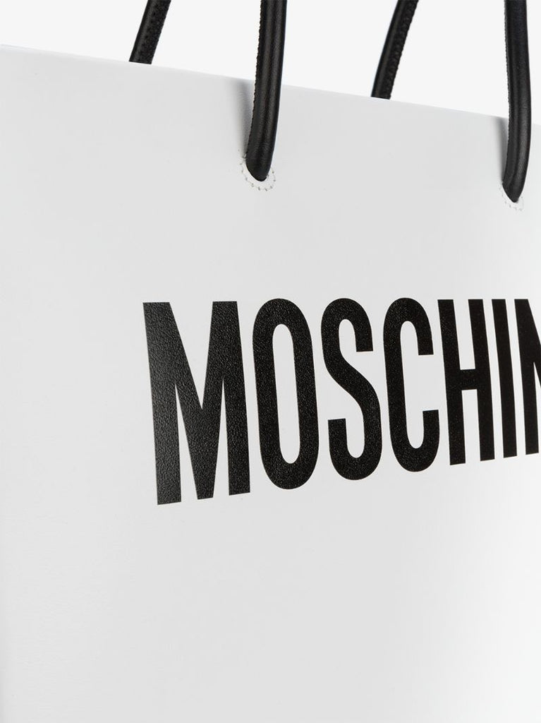 White Logo Print Tote Bag