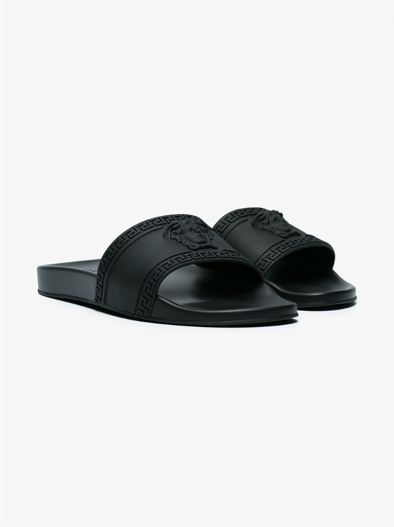 Black Palazzo Rubber Slides