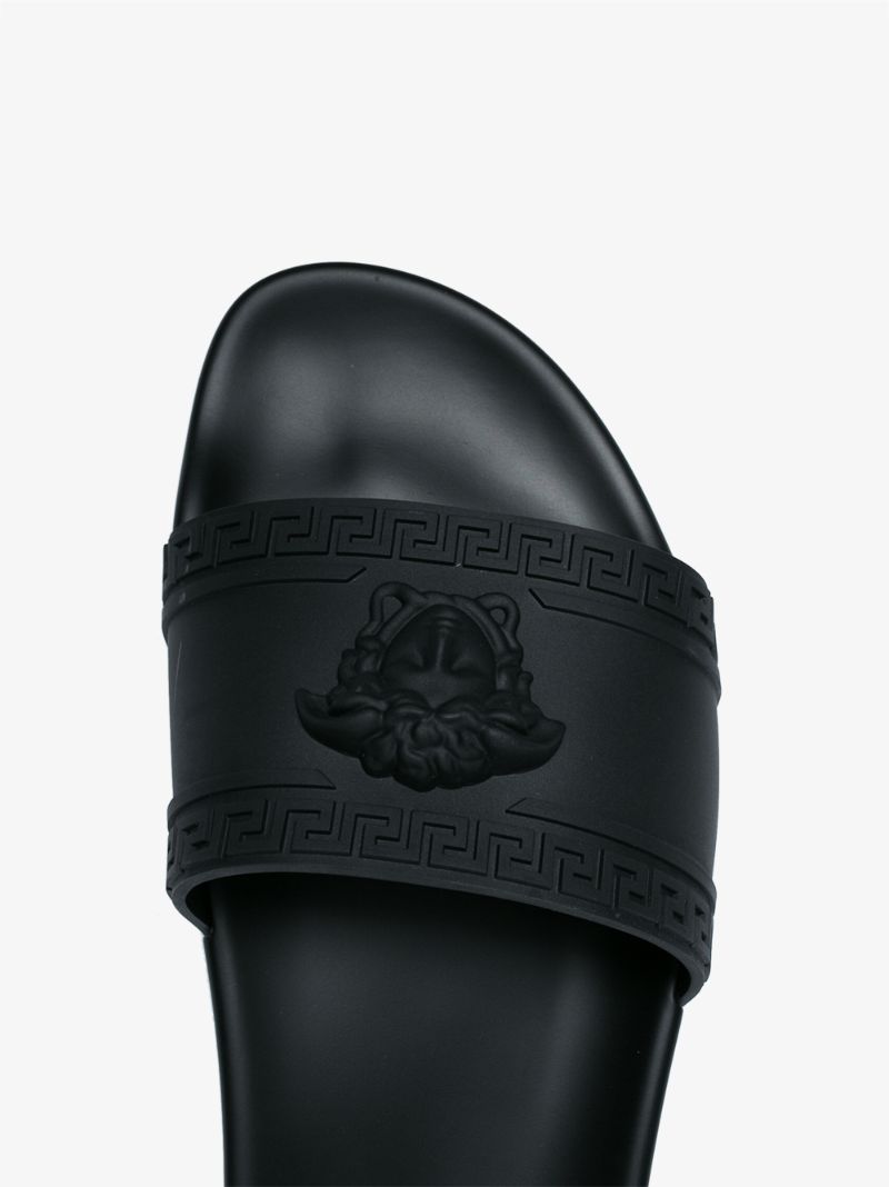 Black Palazzo Rubber Slides
