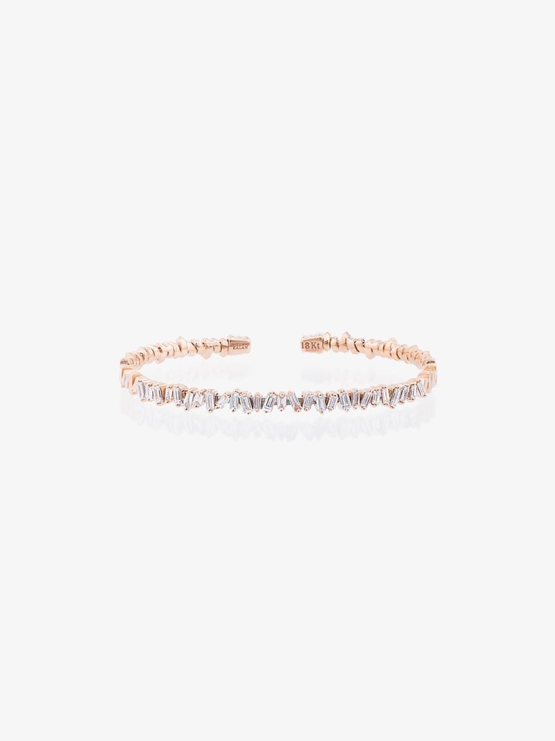 18k Rose Gold Fireworks Classic Baguette Diamond Bangle