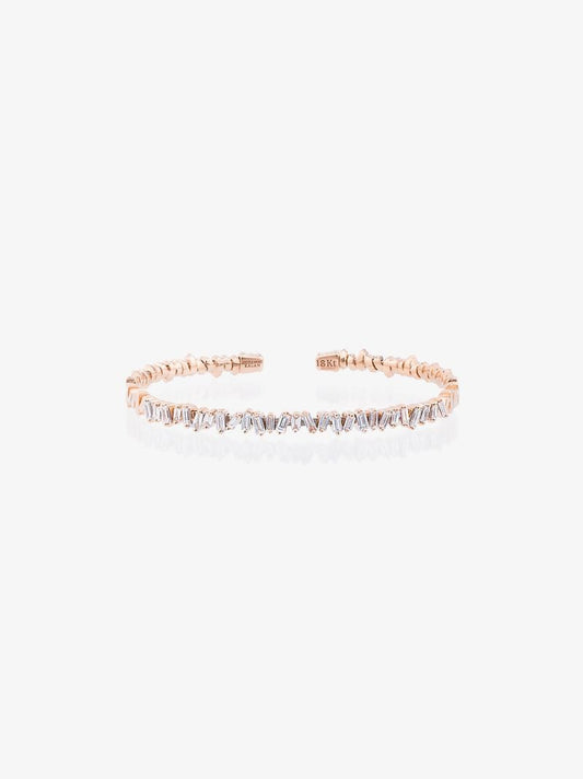 18k Rose Gold Fireworks Classic Baguette Diamond Bangle