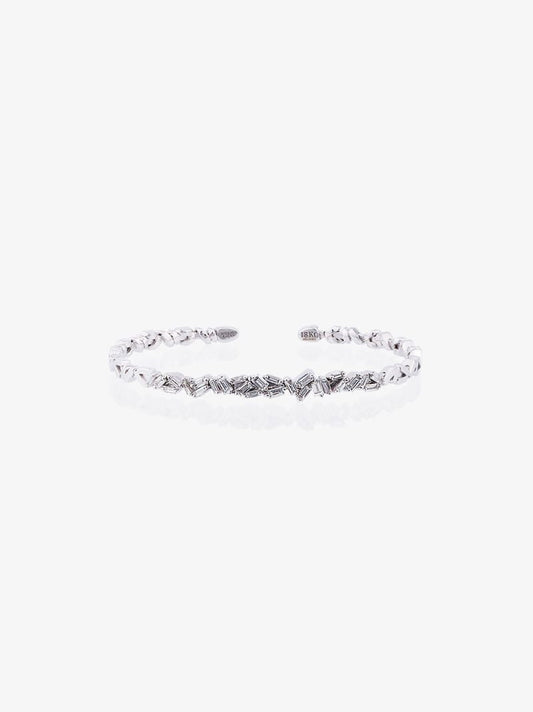 18k White Gold Fireworks Zigzag Baguette Diamond Bangle