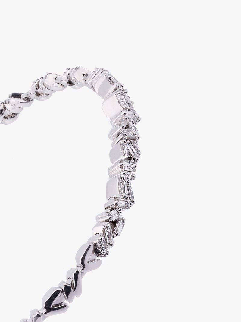 18k White Gold Fireworks Zigzag Baguette Diamond Bangle