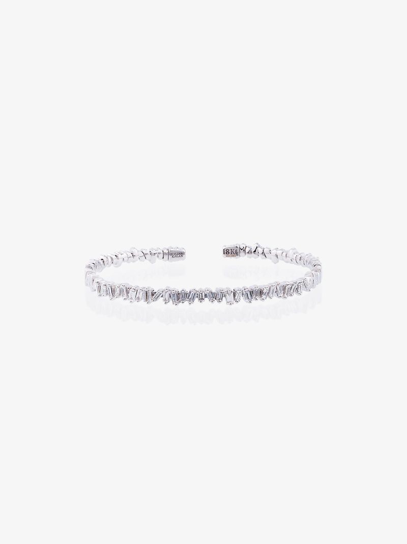 18k White Gold and Diamond Fireworks Classic Baguette Bangle