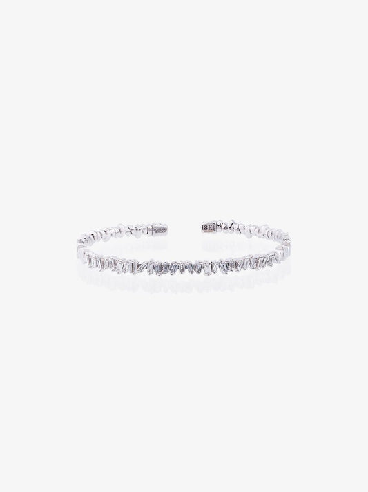 18k White Gold and Diamond Fireworks Classic Baguette Bangle