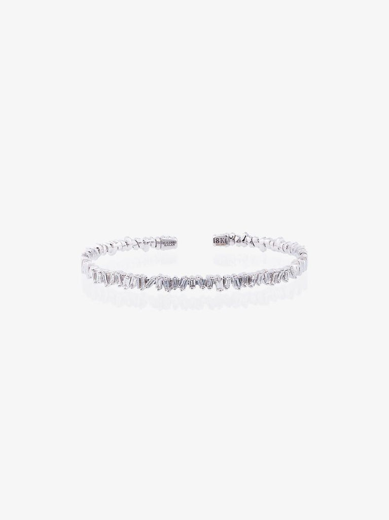 18k White Gold and Diamond Fireworks Classic Baguette Bangle