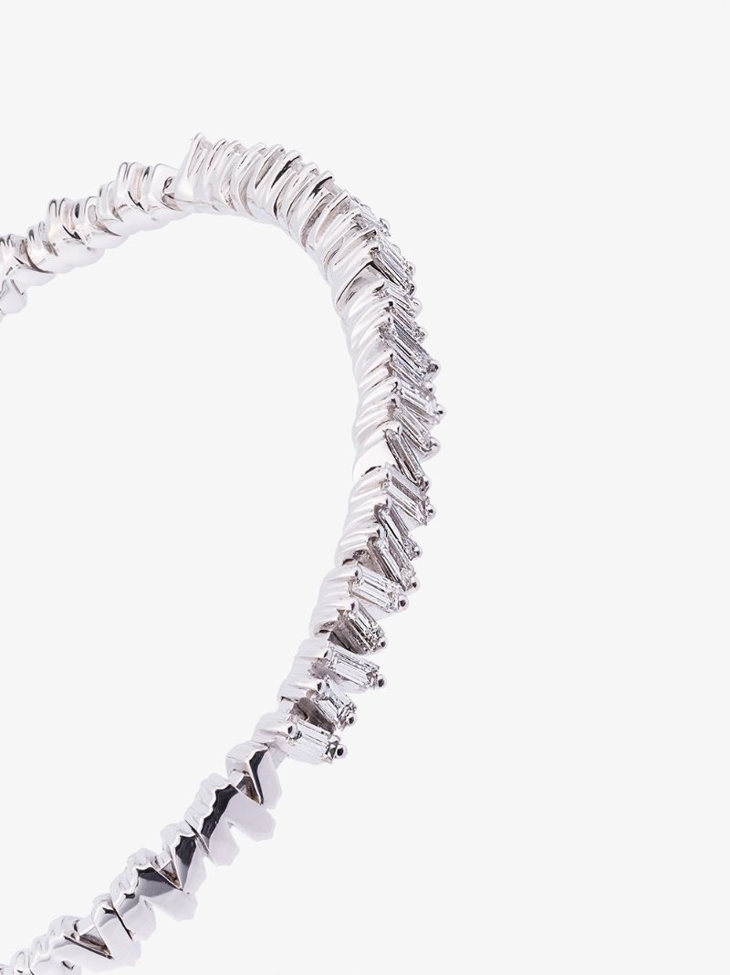 18k White Gold and Diamond Fireworks Classic Baguette Bangle
