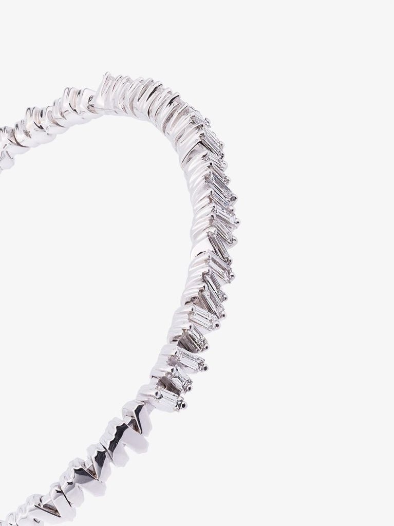 18k White Gold and Diamond Fireworks Classic Baguette Bangle