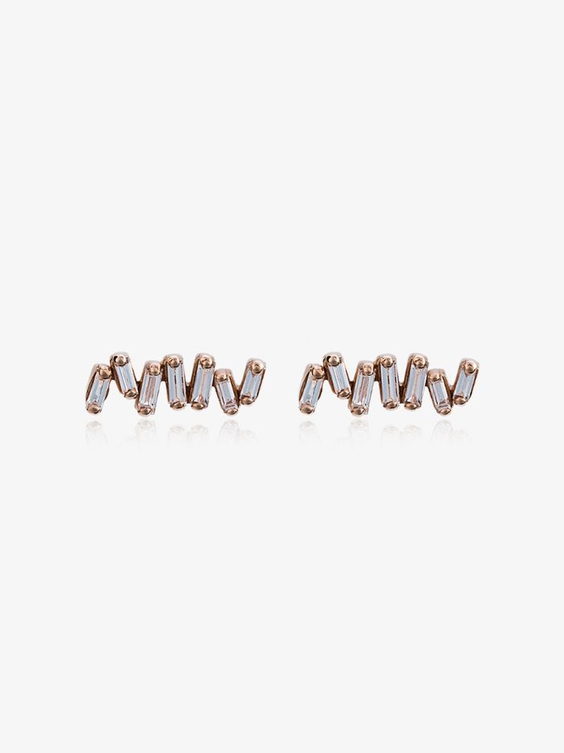 18k Rose Gold and Diamond Fireworks Post Earrings
