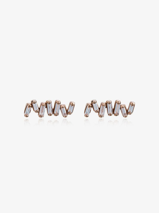 18k Rose Gold and Diamond Fireworks Post Earrings