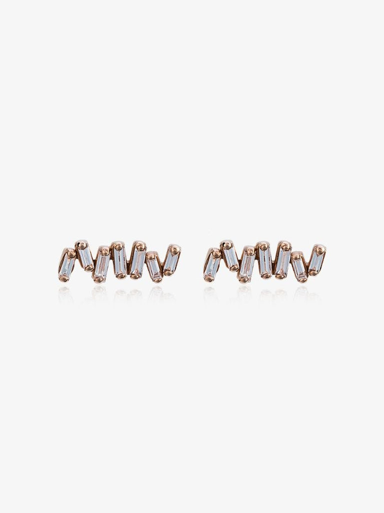 18k Rose Gold and Diamond Fireworks Post Earrings