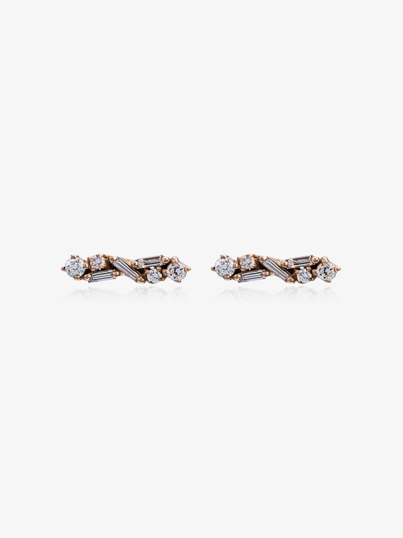 18k Rose Gold Post Diamond Earrings