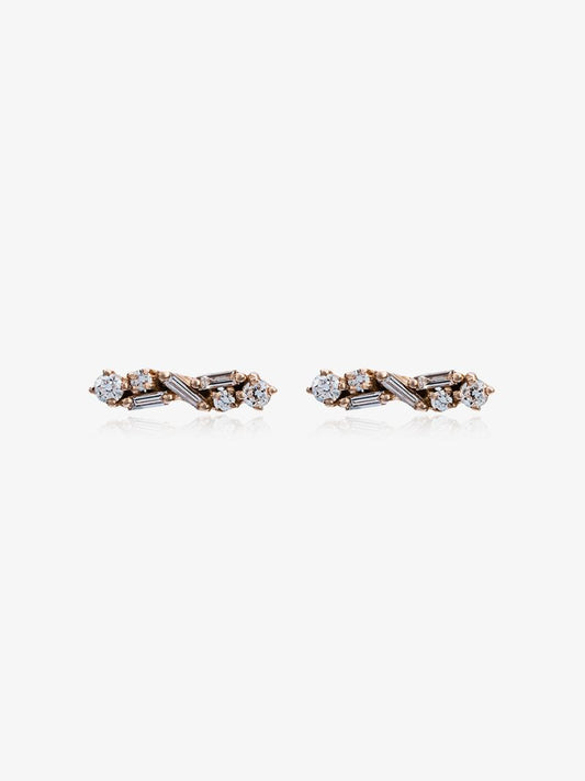 18k Rose Gold Post Diamond Earrings